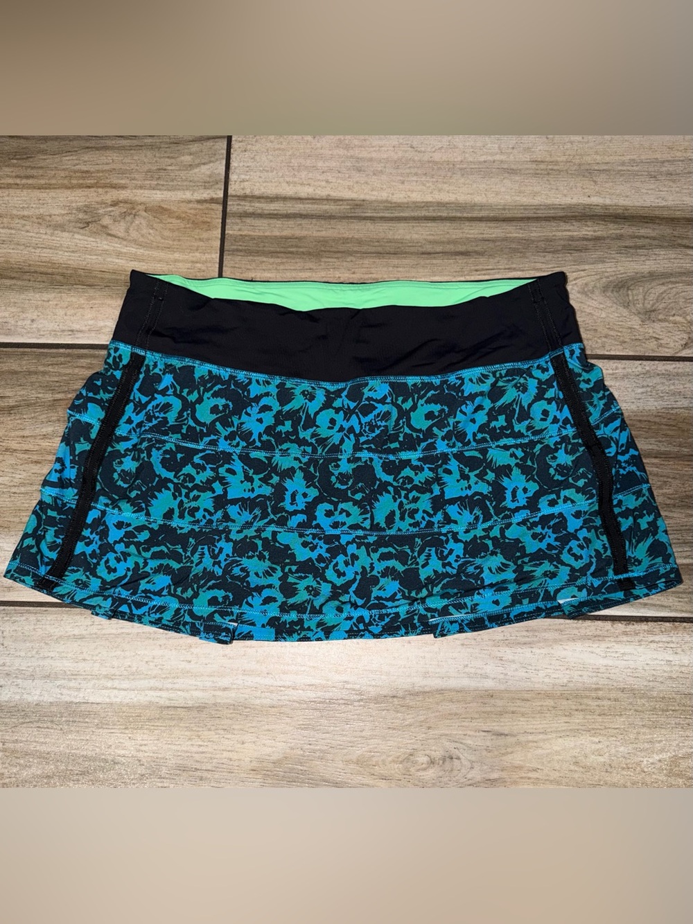 lululemon athletica Black and Teal Floral Swim Skirt